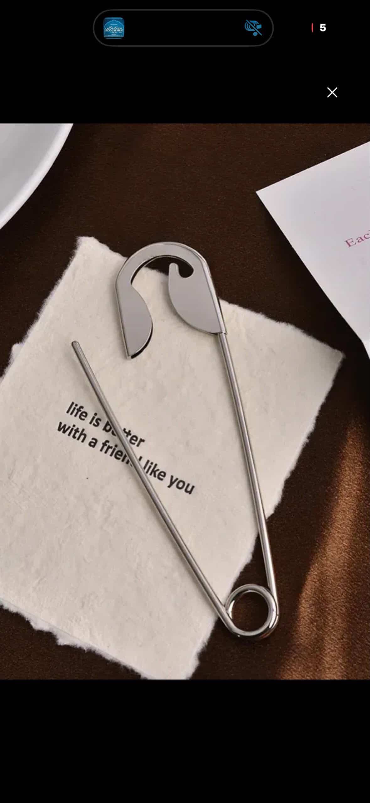 Viral hair pin (Silver) safety pin style - Thumbnail 2