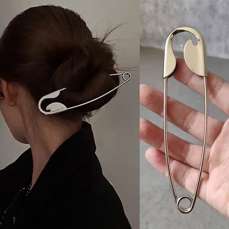 Viral hair pin (Silver) safety pin style - Thumbnail 3