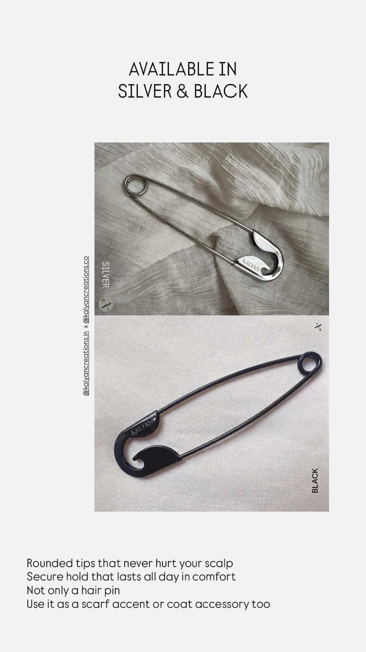 Viral hair pin (Black) safety pin style - Thumbnail 3