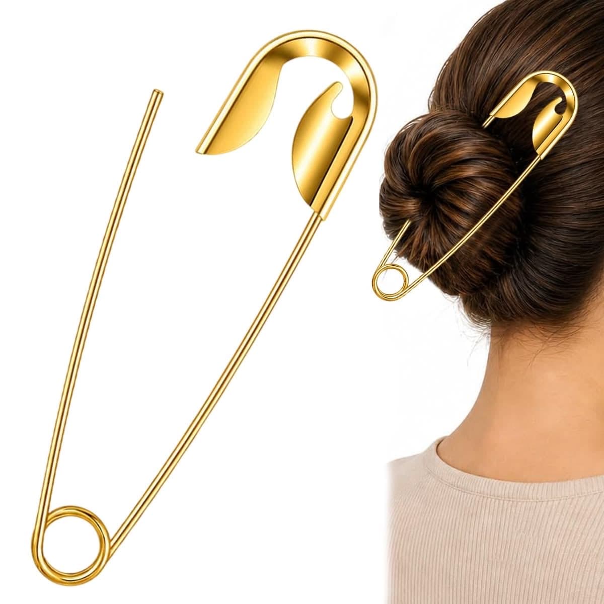 Viral hair tie (Gold) safety pin style - Image 1